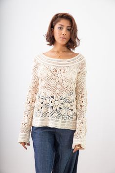 FLY TO THE MOON CROCHET TOP – Acambha Spring Festival Crochet Cotton Top, Spring Festival Cotton Crochet Top, Cream Cotton Crochet Top, Cotton Crochet Top For Spring Festival, Chic Crochet Trim Top For Festivals, Handmade Beige Crochet Top, Festival Crochet Cotton Top, Chic Cotton Crochet Trim Top, Cotton Crochet Tops For Festival