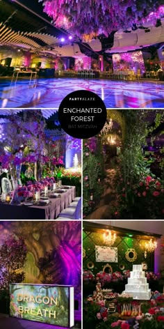 an elaborately decorated event with flowers and candles