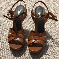 Worn Once With Dust Bag And Extra Heel Caps No Box Heel Caps, Saint Laurent Shoes, T Strap Sandals, T Strap, Platform Sandals, Saint Laurent, Dust Bag, Women Shoes, Sandals