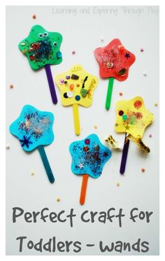 colorful popsicles with the words perfect craft for toddlers - wands on them