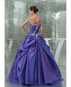 Shop best price beautiful lace one shoulder purple taffeta color wedding gown online. Free Shipping and Custom-made. Pro since 2009. One Shoulder Ball Gown, Wedding Gowns Online, Embroidery Beading, Purple Wedding Dress, Cute Wedding Dress, Color Wedding, Quince Dresses, Fall Wedding Dresses, Black Wedding Dresses