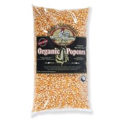 organic popcorn kernels in a bag