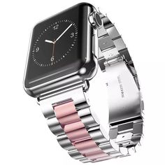 Fits Series 1-7, SE all versions High quality material: Crafted from top quality stainless steel (Type 304L) with exquisite craftsmanship and stylish design.Adopts unique double button folding clasp, firmly closed, and prevent loosen automatically, safe and beautiful. Easy installation: Easy to slide into your Apple watch in a few seconds. Band comes with refined steel connector on both ends, which locks onto apple watch band interface precisely and securely. Adjustable band length: Impressive w Apple Watch Stainless Steel, Fitbit Luxe, Apple Watch バンド, Apple Watch Sport, Apple Watch 42mm, Bracelet Apple Watch, Iwatch Apple, Apple Watch Accessories, Apple Watch Series 3