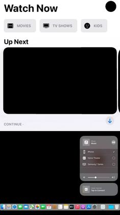 an iphone screen with the text, watch now up next to it's buttons