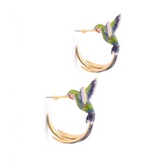 Bird Costume, Bird Jewelry, Bird Of Paradise, Unusual Design, Enamel Earrings, Portobello, Birds Of Paradise, Fashion Jewellery, Vivid Colors