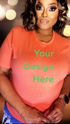 "This listing can be used for Gildan, Bella Canvas or any brand short sleeved t-shirt, sweatshirt or hoodie.  Great mock-up on an African American plus size woman.  Mockups are created by me.  Let me add some spice to your brand.  *You will receive* - One high-resolution JPG file free from text and watermarks. *How to use it* - Download the file and place your design on the image by using software like Photoshop or the Canva App. *Important Information* - This image can be used for personal and commercial use. - This image cannot be sold or shared for use by anyone else. - This is a digital item only. Nothing will be mailed to you. - There are no refunds on digital files, but if you have an issue, please message me.Files can be used but not limited to the following programs: - For Personal Customizable Pink Crew Neck T-shirt, Branded Short Sleeve T-shirt, Basic Customizable Crew Neck T-shirt, Orange Pre-shrunk Short Sleeve T-shirt, Orange Casual T-shirt With Custom Print, Casual Orange T-shirt With Custom Print, Orange Short Sleeve T-shirt With Sublimation Print, Orange Crew Neck Top With Custom Print, Pre-shrunk Orange Crew Neck T-shirt