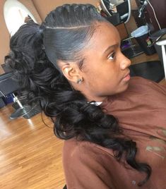 Curly Hair Ponytail, Weave Ponytail Hairstyles, Sleek Ponytail Hairstyles, Weave Ponytail, Wavy Ponytail, Mohawk Braid, Black Ponytail Hairstyles, Curly Ponytail