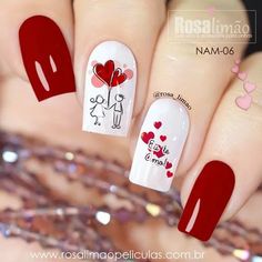 50+ Easy Valentines Nail Art Ideas for Teens - HubPages Diy Valentine's Nails, Unghie Nail Art, Valentine Nail Art, February Nails, Trendy Nail Art, Nail Designs Glitter, Short Acrylic Nails, Valentine's Day Nails