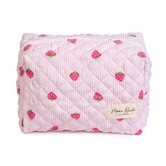 Our Strawberry Large Makeup Bag is a stylish and spacious carry-all designed to hold all your essentials with a classic look. The quilted exterior features a beautiful strawberry-themed pattern, complemented by a classy pink gingham interior. Ideal for organizing your makeup and beauty essentials or serving as a travel organizer (it fits perfectly inside a suitcase), this bag is a must-have for anyone who values both organization and style. Size: 10" x 6" x 6" Mini Makeup Bag, Large Makeup Bag, Mini Makeup, Vanity Bag, Pink Gingham, Birthday Wishlist, Beauty Essentials, Makeup Organization, Duffel Bag