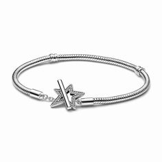 Pandora Moments Asymmetric Star T-bar Snake Chain Bracelet Pandora Bracelet Stargirl, Pandora Stargirl Bracelet, Stargirl Bracelet, Sky Gift, Pandora Star, Charms Pandora, Bracelet Pandora, Charm Holder, Snake Chain Bracelets