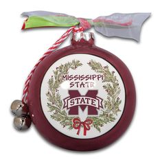 a christmas ornament with the mississippi state logo on it