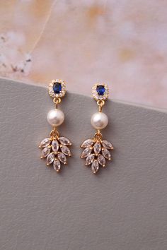 Delicate Gold Sapphire Blue Bridal Earrings Wedding Earrings Pearl Drop Earrings Gift Boho Wedding Jewelry for Bride Bridal Jewellery - Etsy UK Wedding Earrings Pearl, Jewelry For Bride, Blue Bridal Earrings, Boho Bridal Jewelry, Boho Wedding Jewelry, Earrings Pearl Drop, Wedding Jewelry Sets Bridal Jewellery, Wedding Jewelry For Bride, Bride Necklace