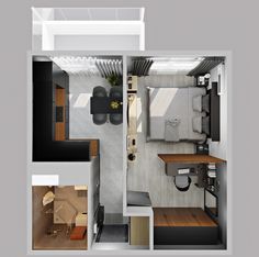 an overhead view of a small apartment