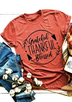 a t - shirt that says grateful, thanks and blessing