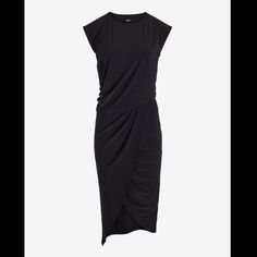 New With Tags. Express Ruched Draped Midi Sheath Dress. Color Is Pitch Black. Size Is Extra Small (Xs). A Flattering Dress With Cap Sleeves, Ruched Details, And A Draped Front Design. A Sophisticated, Yet Stylish Dress For Your Next Day In The Office. Crew Neck Cap Sleeves Draped Front Design; Ruched Bodice Details; Lined Asymmetrical Hem; Midi Length Machine Washable. Measurements: Pit-To-Pit 17", Waist 15" (Flat), Total Length 45" Black Midi Dress With Gathered Waist For Evening, Black Dress With Folds For Night Out, Black Midi Dress With Gathered Waist For Work, Black Ruched Dress For Work, Black Midi Dress With Ruched Bodice For Work, Fitted Black Midi Dress With Gathered Waist, Black Ruched Midi Dress For Work, Black Dresses With Folds For Workwear, Black Fitted Midi Dress With Gathered Waist