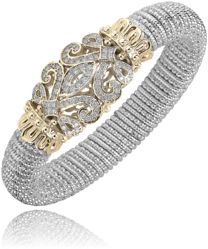 .87cttw Diamond Bracelet, Sterling Silver & 14k Yellow Gold; 12mm wide 001-610-00637 Vahan Bracelets, Diamond Bracelet Design Unique, Vahan Jewelry, Diamond Bracelet Design, Stackable Bangles, Bracelets Fashion, Jewelry Appraisal, Bracelet Design, John Hardy