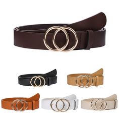 PRICES MAY VARY. Buckle closure,Dry Cloth Clean,women' belts are made of high-quality Black/khaki/brown/beige/coffee/white faux leather,give you different wear styles.With double O-Ring gold buckle make you looks more fashion.The alloy buckle is carefully polished and the belt is stitched perfectly Women's FASHION double O-Ring belts is suitable for casual and formal occasion in any season. It match with your jeans, pants,shorts and dresses. 7 sizes to choose(XS, S, M, L, XL, 2XL,3XL).XS:Suit wa Belt With Gold Buckle, Multiple Outfits, Branded Belts, Dress Belt, Belt Shop, Jeans Fashion, Ladies Dress, Black Khakis, Camel Color