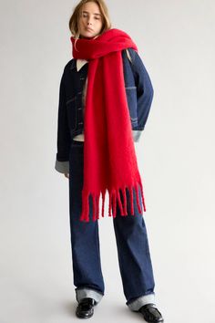 Color Block Scarf, Big Scarf, Chunky Scarves, Red Scarf, Colorful Scarf, Oversized Scarf, Large Scarf, Pull N Bear, Red Scarves