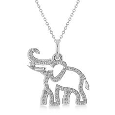 Diamond Elephant Pendant Necklace 14k White Gold (0.34ct) - IN966 Elephant Pendant Necklace, Elephant Necklace, Street Swag, Necklace Diamond, White Gold Chains, Elephant Pendant, Diamond Pendant Necklace, Fashion Street, Never Forget