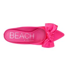 Vegan kitten heel mule with bow detail. Fabric upper, Slip on for easy entry,2.5\ heel height, Pointed toe, Padded insole, Man made outsole | Women's Beach by Matisse Bow Pumps in Hot Pink Size 8 Summer Kitten Heels With Bow And Pointed Toe, Chic Summer Kitten Heels With Bow, Summer Bow Mules With Pointed Toe, Summer Mules With Bow And Low Heel, Summer Slip-on Heels With Bow, Summer Kitten Heels With Bow, Bow Pumps, Woman Beach, Kitten Heel