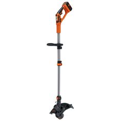 an orange and black pole sawing machine on a white background