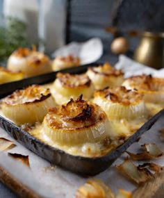 some food that is sitting in a pan