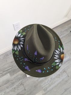 Hand etched and painted hats. Makes wonderful gifts and perfect for fall. Custom orders are available as well Adjustable Green Hats For Fall, Adjustable Green Fall Hats, Whimsical Fall Hats One Size Fits Most, Whimsical Fall Hat One Size Fits Most, Handmade Artisan Hats For Fall, Artisan Handmade Hat For Fall, One Size Fits Most Hats As Fall Gift, Artisan Handmade Fall Hat, Artistic Hat With Curved Brim As Gift