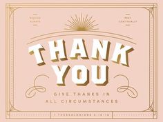 the words thank you written in gold foil on a pink background with an ornate frame