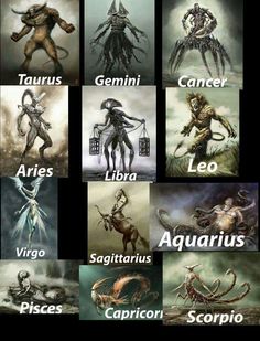 the zodiac signs and their meanings for each zodiac sign, which are written in different languages