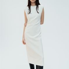 Selling This Gorgeous Zara Dress With Tags. Zara Sleeveless Midi Dress For Work, Zara White Midi Dress For Work, Zara White Workwear Dresses, Zara Fitted Sleeveless Dress For Work, Chic Sheath Day Dresses, Elegant Zara Sheath Midi Dress, Zara Elegant Sheath Midi Dress, Zara Fitted Sleeveless Elegant Dress, Sheath Midi Dress For Daywear