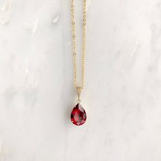 Ruby necklace bridesmaids necklace pendant necklace | Etsy Ruby Teardrop Necklace, Simple Ruby Necklace Designs, Ruby Pendants, Ruby Stone Necklace, Ruby Necklace Designs, Gold Ruby Necklace, Ruby Pendant Necklace, Red Pendant Necklace, Necklace Ruby