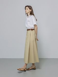 Composition : 100% cottonColor : IVORY_S,IVORY_M,BEIGE_S,BEIGE_MCountry of Origin : Republic of Korea Classic Cotton Pleated Skirt, Cotton Skirt With Relaxed Fit For Work, Relaxed Fit Cotton Skirt For Work, Beige Cotton Skirt For Work, Flared Skirt, Flare Skirt, Midi Skirt, Composition, Skirt