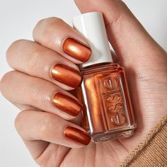 Burnt Orange Metallic Nails, Burnt Orange Gold Nails, Burnt Orange Chrome Nails, Burnt Orange Nails, Spring Pedicure, Metallic Nail Polish, Nail Pictures, Best Nail Polish