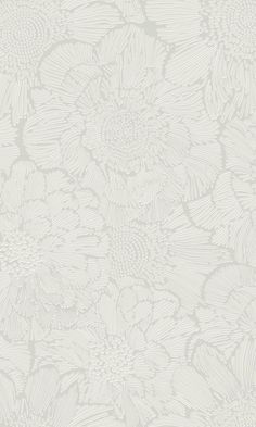 a white flower wallpaper with large flowers on the back and bottom half of it