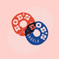 two circles with the words bob's bagels on them in red, white and blue