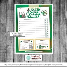 a st patrick's day printable is displayed on a wooden background with text