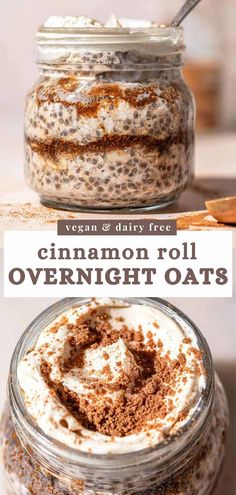 Cinnamon Roll Overnight Oats Cinnamon Roll Overnight Oats, Overnight Oats Recipe Easy, Best Overnight Oats Recipe, Peanut Dipping Sauce, Oat Recipes Healthy, Overnight Oats Recipe Healthy, Seed Recipes, Overnight Oat, Hemp Hearts