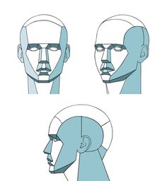 three different views of the head and neck of a man with glasses on his face