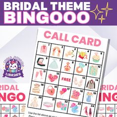 the bridal theme bingo game is on display