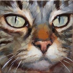 an oil painting of a cat's face