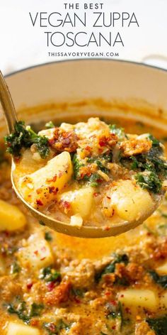 the best vegan zupa toscana recipe is made with potatoes and spinach