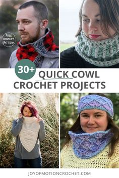 the 30 + quick cowl crochet projects are great for beginners to knit