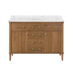 allen + roth Rian 48-in Walnut Undermount Single Sink Bathroom Vanity with White Engineered Stone Top Single Vanity Master Bath, Chestnut Kitchen, Walnut Bathroom Vanity, Walnut Bathroom, Organic Modern Bathroom, 48 Inch Bathroom Vanity, White Hardware, Wood Bathroom Vanity, Single Sink Vanity