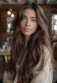 Best Brown Hair For Brown Eyes, Long Natural Wedding Hair, 2024 Brunette Hair Cuts, Haircut Brunette Long, Things To Do With Brown Hair, Haircuts For Long Brunette Hair, Long Rich Brown Hair, Best Hair Color For Hazel Eyes Brunettes, Brunette Haircut Medium Long Layers