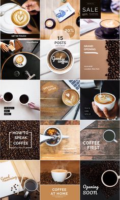 many different types of coffee are shown in this collage