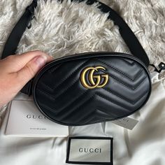 Authentic Gucci Belt Bag. Never Worn. Comes With Dustbag. No Box. The Bag Is About 7 Inches X 4 Inches. Belt Size Is 85. Gucci Black Belt Bag, Elegant Belt Bag With Removable Pouch For Shopping, Gucci Leather Belt Bag With Removable Pouch, Gucci Black Bag With Removable Pouch, Black Gucci Bag With Removable Pouch, Rectangular Leather Gucci Belt Bag, Gucci Luxury Leather Belt Bag, Gucci Belt Bag With Removable Pouch For Travel, Classic Gucci Belt Bag For Travel