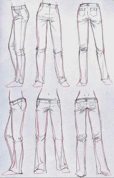 an image of different types of jeans and their measurements in the drawing book, drawn by hand