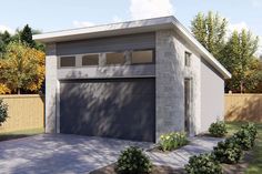 a two car garage is shown in this rendering