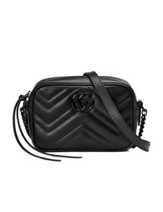 Made of leather with matching color metal hardware. Black quilted V-shaped leather brass hardware with black ceramic effect finish cotton linen lining Double G interior: 1 open pocket with zipper closure (this item is packaged in a dust bag or box) Gucci Mini Marmont, Gg Marmont Small Shoulder Bag, Gucci Gg Marmont Mini, Gg Marmont Mini, Gucci Mini, Gucci Gg Marmont, Gg Marmont, Iconic Bags, Mini Shoulder Bag