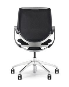 an office chair with wheels and black seat